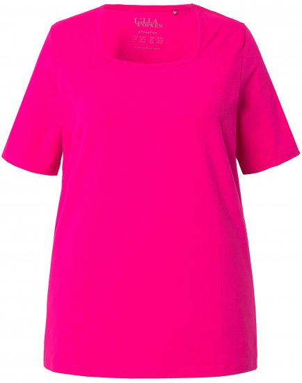 Ulla Popken Essential Square Neck Stretch Tee Magenta Pink - Marškinėliai - 