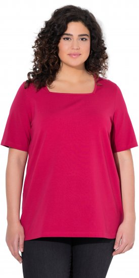 Ulla Popken Essential Square Neck Stretch Tee Dark Raspberry - Marškinėliai - 