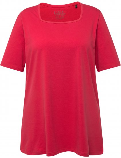 Ulla Popken Essential Square Neck Stretch Tee Dark Pink - Marškinėliai - 