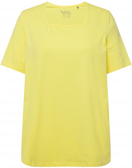 Ulla Popken Essential Square Neck Stretch Tee Lemon Yellow - Marškinėliai - 
