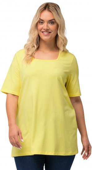 Ulla Popken Essential Square Neck Stretch Tee Lemon Yellow - Marškinėliai - 