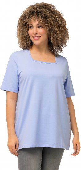 Ulla Popken Essential Square Neck Stretch Tee Sky Blue - Marškinėliai - 