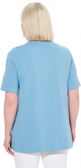 Ulla Popken Essential Square Neck Stretch Tee Light Teal - Marškinėliai - 
