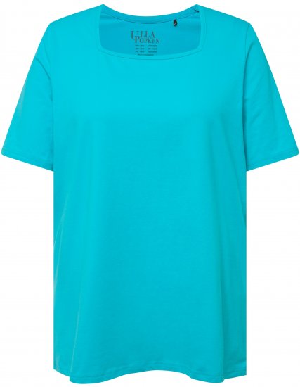 Ulla Popken Essential Square Neck Stretch Tee Deep Aqua - Marškinėliai - 