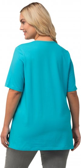 Ulla Popken Essential Square Neck Stretch Tee Deep Aqua - Marškinėliai - 
