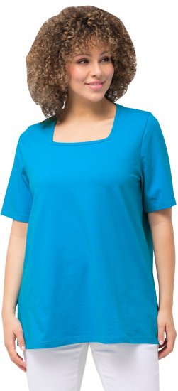 Ulla Popken Essential Square Neck Stretch Tee Sapphire Blue - Marškinėliai - 