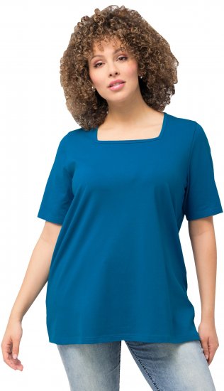 Ulla Popken Essential Square Neck Stretch Tee Medium Blue - Marškinėliai - 