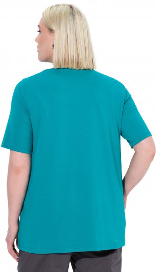 Ulla Popken Essential Square Neck Stretch Tee Green Emerald - Marškinėliai - 