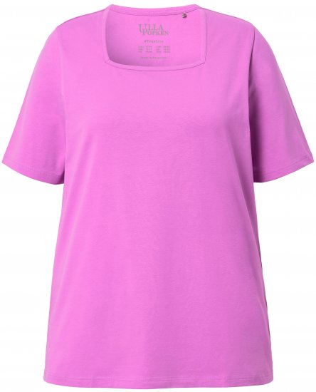 Ulla Popken Essential Square Neck Stretch Tee Cool Pink - Marškinėliai - 