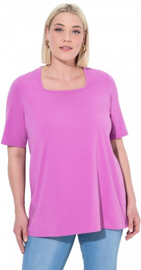 Ulla Popken Essential Square Neck Stretch Tee Cool Pink - Marškinėliai - 