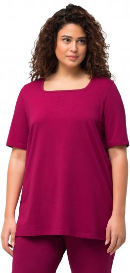 Ulla Popken Essential Square Neck Stretch Tee Magnolia Red - Marškinėliai - 