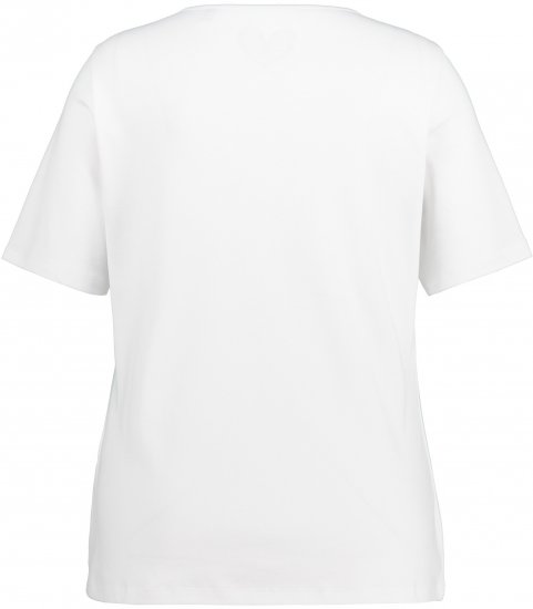 Ulla Popken Double Layer Rounded V-Neck Slim Fit Tee Snow White - Marškinėliai - 