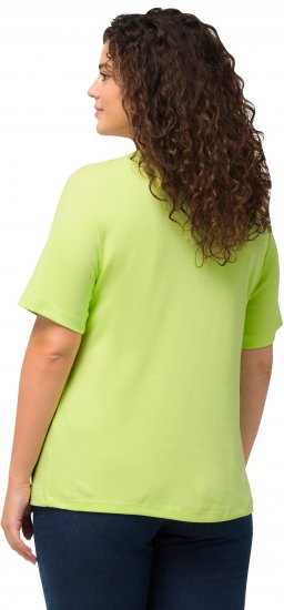Ulla Popken Double Layer Rounded V-Neck Slim Fit Tee Lime Green - Marškinėliai - 