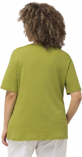 Ulla Popken Double Layer Rounded V-Neck Slim Fit Tee Apple Green - Marškinėliai - 