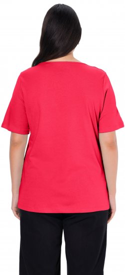 Ulla Popken Double Layer Rounded V-Neck Slim Fit Tee Red - Marškinėliai - 