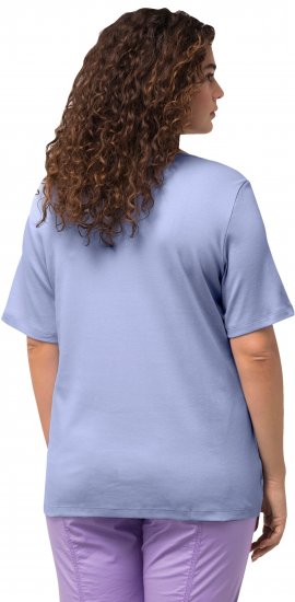 Ulla Popken Double Layer Rounded V-Neck Slim Fit Tee Pale Blue - Marškinėliai - 