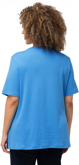 Ulla Popken Double Layer Rounded V-Neck Slim Fit Tee Sky Blue - Marškinėliai - 