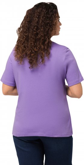 Ulla Popken Double Layer Rounded V-Neck Slim Fit Tee Pale Lilac - Marškinėliai - 