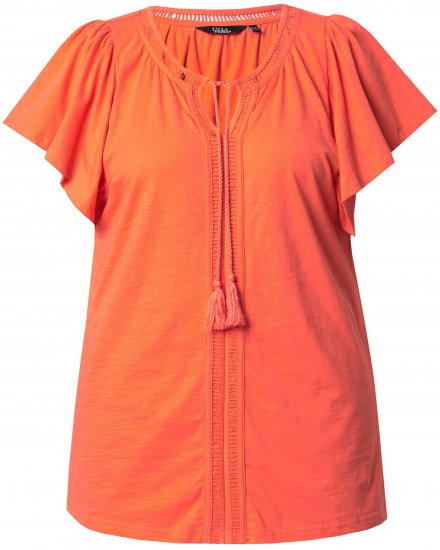 Ulla Popken Wing Sleeve V-Neck Tee Coral Pink - Marškinėliai - 