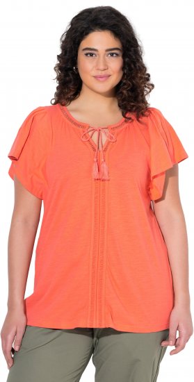 Ulla Popken Wing Sleeve V-Neck Tee Coral Pink - Marškinėliai - 