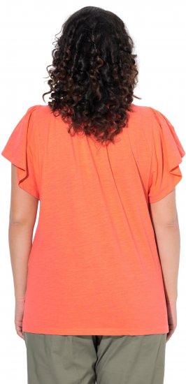 Ulla Popken Wing Sleeve V-Neck Tee Coral Pink - Marškinėliai - 