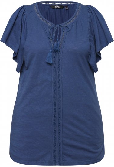 Ulla Popken Wing Sleeve V-Neck Tee Navy - Marškinėliai - 