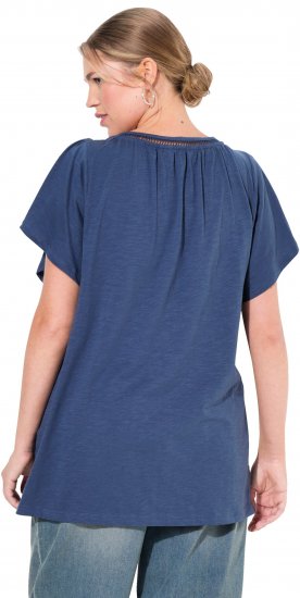 Ulla Popken Wing Sleeve V-Neck Tee Navy - Marškinėliai - 