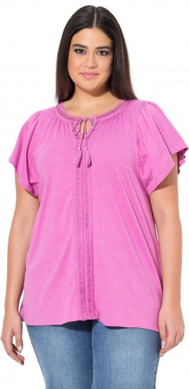 Ulla Popken Wing Sleeve V-Neck Tee Cool Pink - Marškinėliai - 