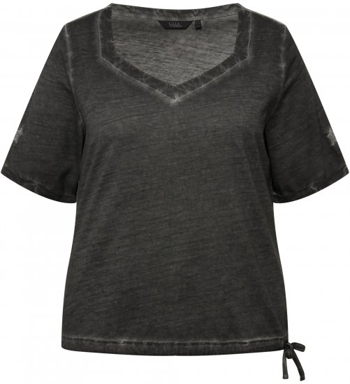 Ulla Popken Cold Dyed Sweetheart Neckline Short Sleeve Tee Graphite Grey - Marškinėliai - 