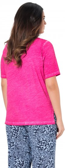 Ulla Popken Lace Trim Short Sleeve Tee Bold Pink - Marškinėliai - 