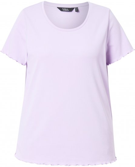 Ulla Popken Ribbed Lettuce Hem Short Sleeve Tee Lavender - Marškinėliai - 