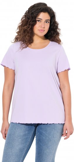 Ulla Popken Ribbed Lettuce Hem Short Sleeve Tee Lavender - Marškinėliai - 