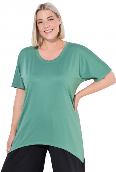 Ulla Popken Quick Drying Pointed Hem Stretch Fit Tee Ivy Green - Marškinėliai - 