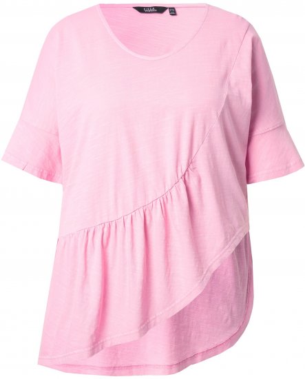 Ulla Popken Asymmetric Flounce Panel Short Sleeve Tee Pink - Marškinėliai - 