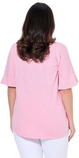 Ulla Popken Asymmetric Flounce Panel Short Sleeve Tee Pink - Marškinėliai - 