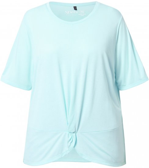 Ulla Popken Antibacterial Short Sleeve Draped Tee Light Turquiose - Marškinėliai - 