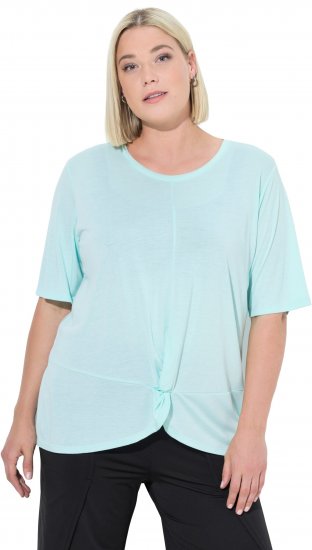 Ulla Popken Antibacterial Short Sleeve Draped Tee Light Turquiose - Marškinėliai - 