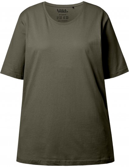 Ulla Popken Basic Round Neck Short Sleeve Relaxed Fit T-Shirt Olive Grey - Marškinėliai - 