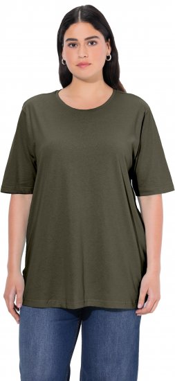 Ulla Popken Basic Round Neck Short Sleeve Relaxed Fit T-Shirt Olive Grey - Marškinėliai - 