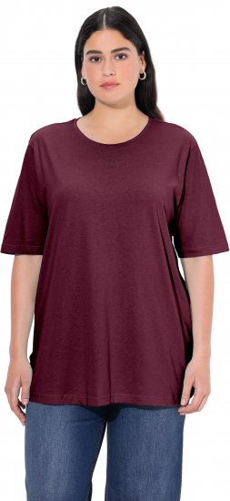 Ulla Popken Basic Round Neck Short Sleeve Relaxed Fit T-Shirt Dark Red - Marškinėliai - 
