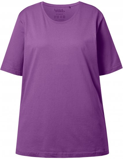 Ulla Popken Basic Round Neck Short Sleeve Relaxed Fit T-Shirt Purple - Marškinėliai - 