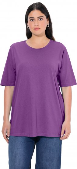 Ulla Popken Basic Round Neck Short Sleeve Relaxed Fit T-Shirt Purple - Marškinėliai - 