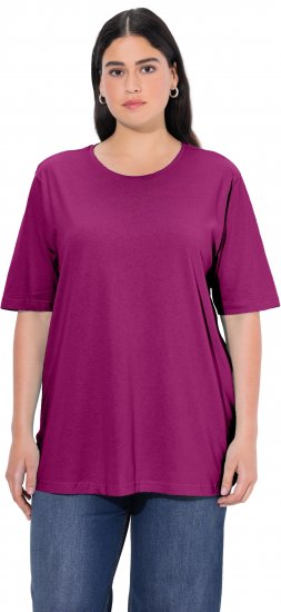 Ulla Popken Basic Round Neck Short Sleeve Relaxed Fit T-Shirt Berry Purple - Marškinėliai - 