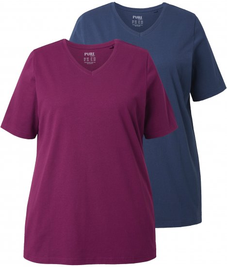 Ulla Popken Eco Cotton Basic T-Shirt 2-Pack Black/Red - Marškinėliai - 