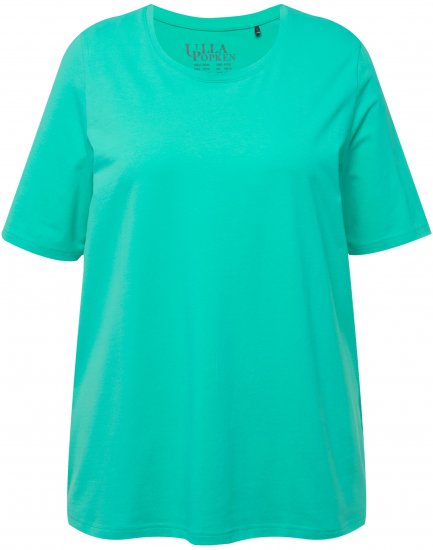 Ulla Popken Essential Round Neck Stretch Tee Turquoise - Marškinėliai - 