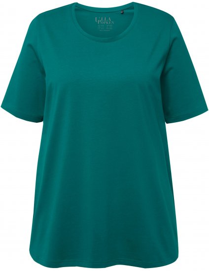 Ulla Popken Essential Round Neck Stretch Tee Dark Emerald - Marškinėliai - 
