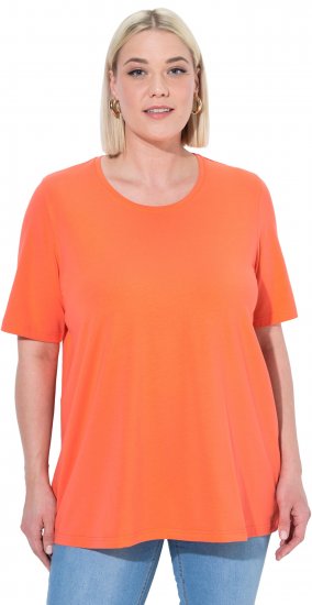 Ulla Popken Essential Round Neck Stretch Tee Coral Pink - Marškinėliai - 