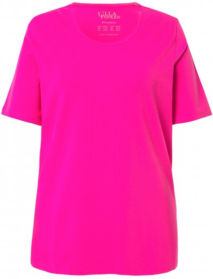 Ulla Popken Essential Round Neck Stretch Tee Magenta Pink - Marškinėliai - 