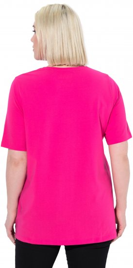 Ulla Popken Essential Round Neck Stretch Tee Magenta Pink - Marškinėliai - 