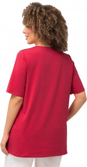 Ulla Popken Essential Round Neck Stretch Tee Dark Pink - Marškinėliai - 